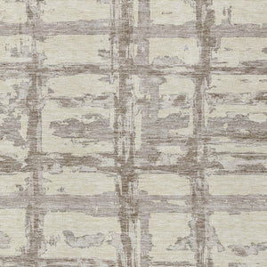 Homeroots 3' Stylish Beige Brown Taupe Striped Washable Area Rug For Indoor And Outdoor Comfort And Charm 10' X 14' Polyester 584469