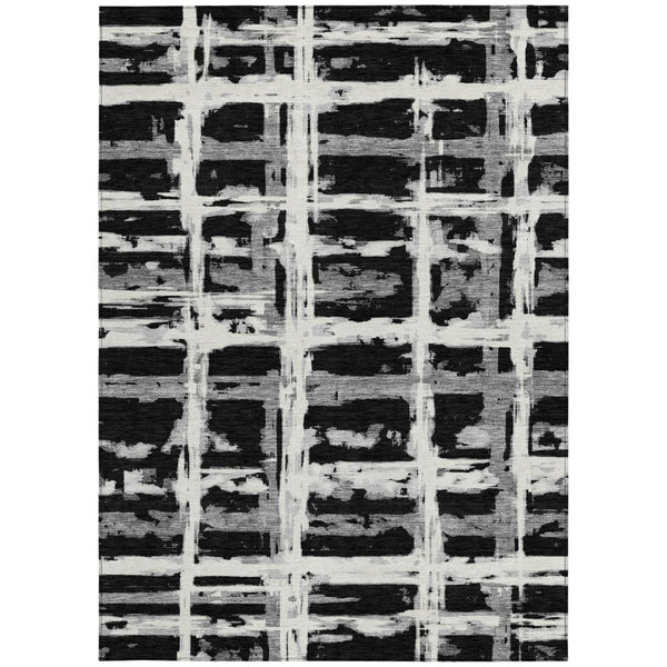 Homeroots 3' Stylish Beige Brown Taupe Striped Washable Area Rug For Indoor And Outdoor Comfort And Charm 5' X 8' Polyester 584471