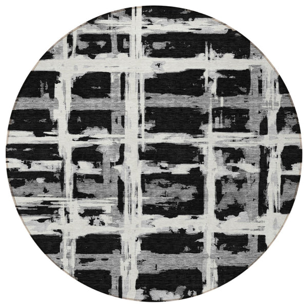 Homeroots 3' Stylish Beige Brown Taupe Striped Washable Area Rug For Indoor And Outdoor Comfort And Charm 8' Round Polyester 584472