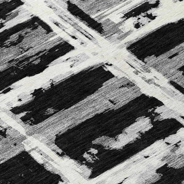 Homeroots 3' Stylish Beige Brown Taupe Striped Washable Area Rug For Indoor And Outdoor Comfort And Charm 9' X 12' Polyester 584474