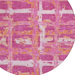 Homeroots 3' Stylish Beige Brown Taupe Striped Washable Area Rug For Indoor And Outdoor Comfort And Charm 8' Round Polyester 584478