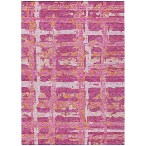 HomeRoots 5' Modern Blush Pink and Orange Striped Rug – Durable, Washable, Versatile for Indoor & Outdoor Use 8' X 10' 584479