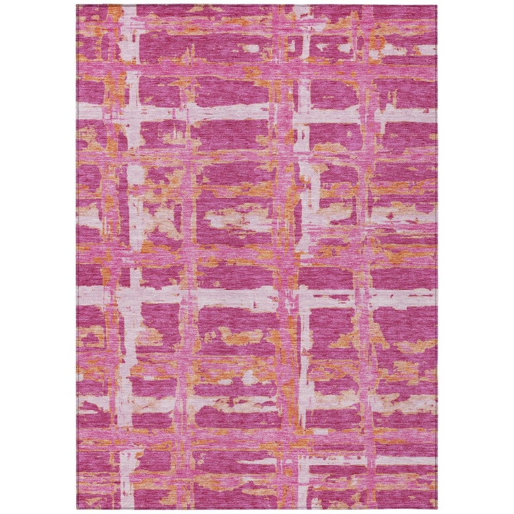 HomeRoots 9' Blush Pink and Orange Striped Washable Area Rug for Indoor and Outdoor Spaces – Durable & Stylish 9' X 12' 584480
