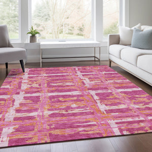 Homeroots 3' Stylish Beige Brown Taupe Striped Washable Area Rug For Indoor And Outdoor Comfort And Charm 9' X 12' Polyester 584480