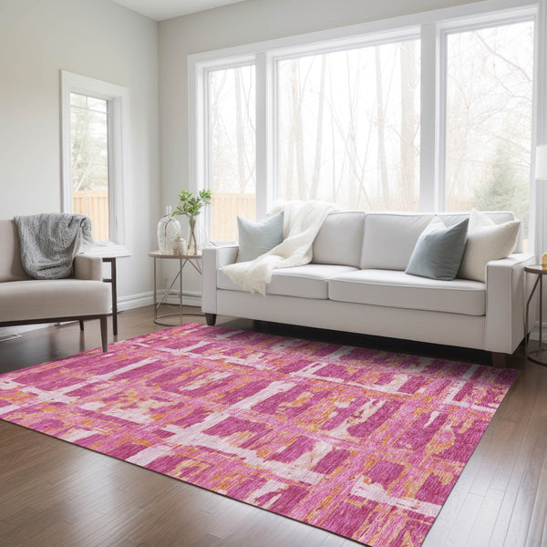 Homeroots 3' Stylish Beige Brown Taupe Striped Washable Area Rug For Indoor And Outdoor Comfort And Charm 10' X 14' Polyester 584481