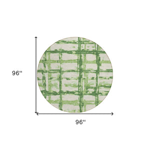 Homeroots 3' Stylish Beige Brown Taupe Striped Washable Area Rug For Indoor And Outdoor Comfort And Charm 8' Round Polyester 584484