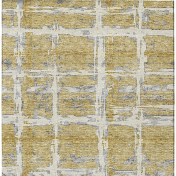 Homeroots 3' Stylish Beige Brown Taupe Striped Washable Area Rug For Indoor And Outdoor Comfort And Charm 3' X 5' Polyester 584488