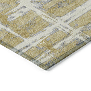 Homeroots 3' Stylish Beige Brown Taupe Striped Washable Area Rug For Indoor And Outdoor Comfort And Charm 3' X 5' Polyester 584488