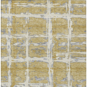 Homeroots 3' Stylish Beige Brown Taupe Striped Washable Area Rug For Indoor And Outdoor Comfort And Charm 5' X 8' Polyester 584489