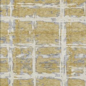 Homeroots 3' Stylish Beige Brown Taupe Striped Washable Area Rug For Indoor And Outdoor Comfort And Charm 5' X 8' Polyester 584489