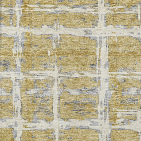 Homeroots 3' Stylish Beige Brown Taupe Striped Washable Area Rug For Indoor And Outdoor Comfort And Charm 5' X 8' Polyester 584489