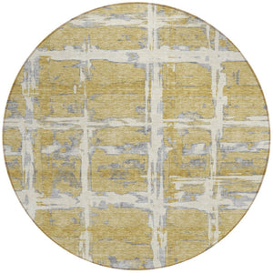 Homeroots 3' Stylish Beige Brown Taupe Striped Washable Area Rug For Indoor And Outdoor Comfort And Charm 8' Round Polyester 584490