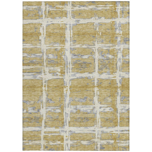 Homeroots 3' Stylish Beige Brown Taupe Striped Washable Area Rug For Indoor And Outdoor Comfort And Charm 8' X 10' Polyester 584491
