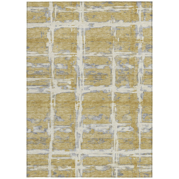 Homeroots 3' Stylish Beige Brown Taupe Striped Washable Area Rug For Indoor And Outdoor Comfort And Charm 10' X 14' Polyester 584493