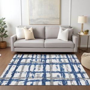 Homeroots 3' Stylish Beige Brown Taupe Striped Washable Area Rug For Indoor And Outdoor Comfort And Charm 5' X 8' Polyester 584495