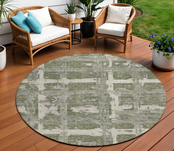 Homeroots 3' Stylish Beige Brown Taupe Striped Washable Area Rug For Indoor And Outdoor Comfort And Charm 8' Round Polyester 584502