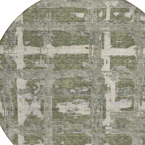 Homeroots 3' Stylish Beige Brown Taupe Striped Washable Area Rug For Indoor And Outdoor Comfort And Charm 8' Round Polyester 584502