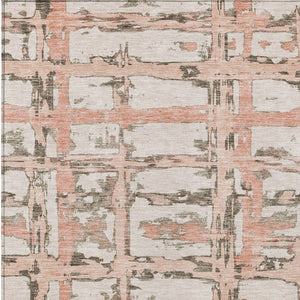 Homeroots 3' Stylish Beige Brown Taupe Striped Washable Area Rug For Indoor And Outdoor Comfort And Charm 3' X 5' Polyester 584506