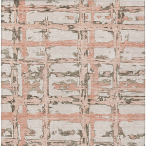 Homeroots 3' Stylish Beige Brown Taupe Striped Washable Area Rug For Indoor And Outdoor Comfort And Charm 5' X 8' Polyester 584507