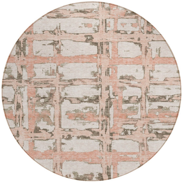 Homeroots 3' Stylish Beige Brown Taupe Striped Washable Area Rug For Indoor And Outdoor Comfort And Charm 8' Round Polyester 584508