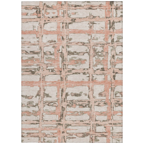 Homeroots 3' Stylish Beige Brown Taupe Striped Washable Area Rug For Indoor And Outdoor Comfort And Charm 8' X 10' Polyester 584509