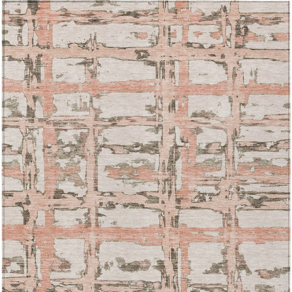 Homeroots 3' Stylish Beige Brown Taupe Striped Washable Area Rug For Indoor And Outdoor Comfort And Charm 9' X 12' Polyester 584510