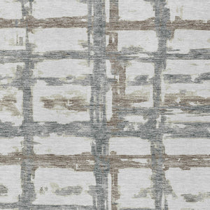 Homeroots 3' Stylish Beige Brown Taupe Striped Washable Area Rug For Indoor And Outdoor Comfort And Charm 8' X 10' Polyester 584521