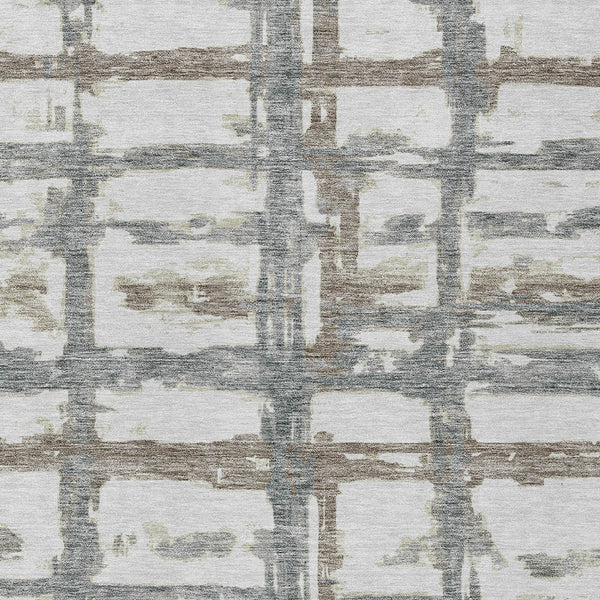 Homeroots 3' Stylish Beige Brown Taupe Striped Washable Area Rug For Indoor And Outdoor Comfort And Charm 8' X 10' Polyester 584521