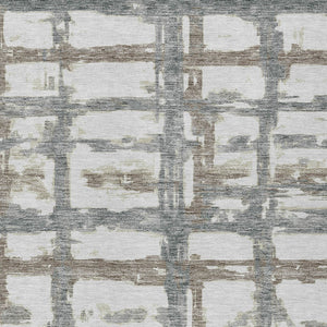 Homeroots 3' Stylish Beige Brown Taupe Striped Washable Area Rug For Indoor And Outdoor Comfort And Charm 9' X 12' Polyester 584522