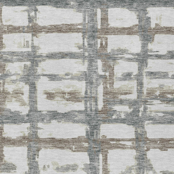 Homeroots 3' Stylish Beige Brown Taupe Striped Washable Area Rug For Indoor And Outdoor Comfort And Charm 9' X 12' Polyester 584522