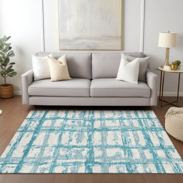 Homeroots 3' Stylish Beige Brown Taupe Striped Washable Area Rug For Indoor And Outdoor Comfort And Charm 10' X 14' Polyester 584529