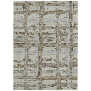 Homeroots 3' Stylish Beige Brown Taupe Striped Washable Area Rug For Indoor And Outdoor Comfort And Charm 3' X 5' Polyester 584530