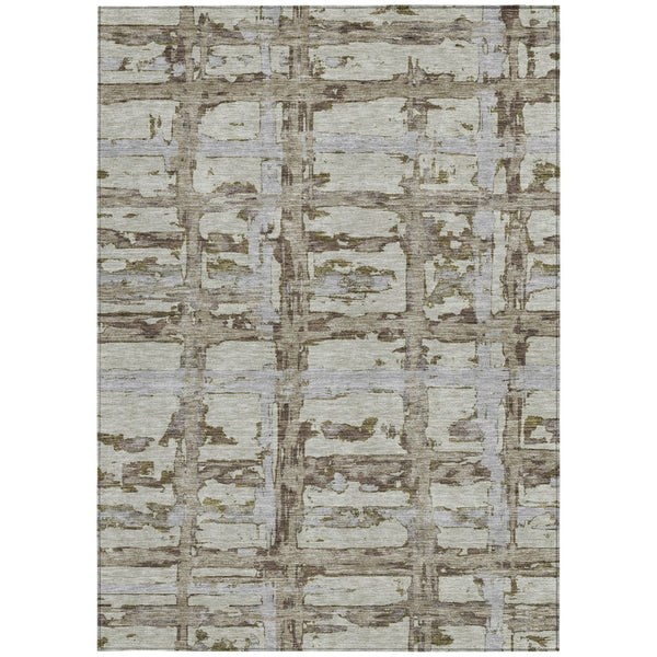 Homeroots 3' Stylish Beige Brown Taupe Striped Washable Area Rug For Indoor And Outdoor Comfort And Charm 3' X 5' Polyester 584530