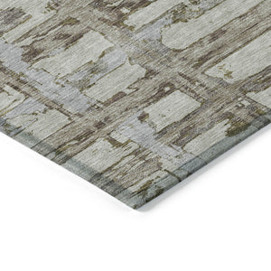 Homeroots 3' Stylish Beige Brown Taupe Striped Washable Area Rug For Indoor And Outdoor Comfort And Charm 3' X 5' Polyester 584530