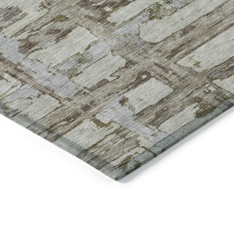 Homeroots 3' Stylish Beige Brown Taupe Striped Washable Area Rug For Indoor And Outdoor Comfort And Charm 5' X 8' Polyester 584531