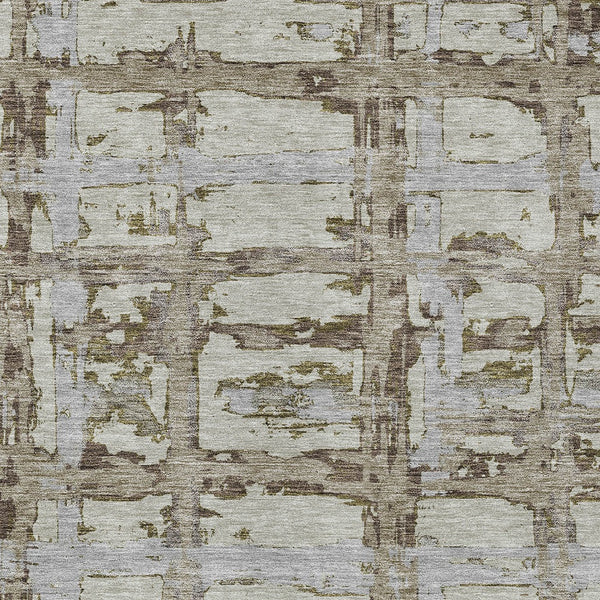Homeroots 3' Stylish Beige Brown Taupe Striped Washable Area Rug For Indoor And Outdoor Comfort And Charm 5' X 8' Polyester 584531