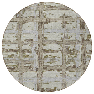 Homeroots 3' Stylish Beige Brown Taupe Striped Washable Area Rug For Indoor And Outdoor Comfort And Charm 8' Round Polyester 584532