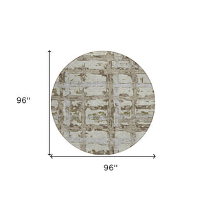 Homeroots 3' Stylish Beige Brown Taupe Striped Washable Area Rug For Indoor And Outdoor Comfort And Charm 8' Round Polyester 584532