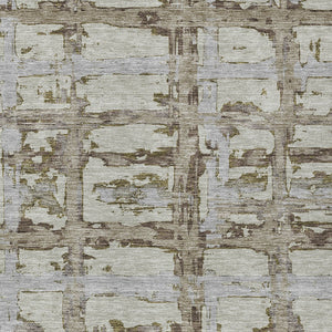 Homeroots 3' Stylish Beige Brown Taupe Striped Washable Area Rug For Indoor And Outdoor Comfort And Charm 8' X 10' Polyester 584533