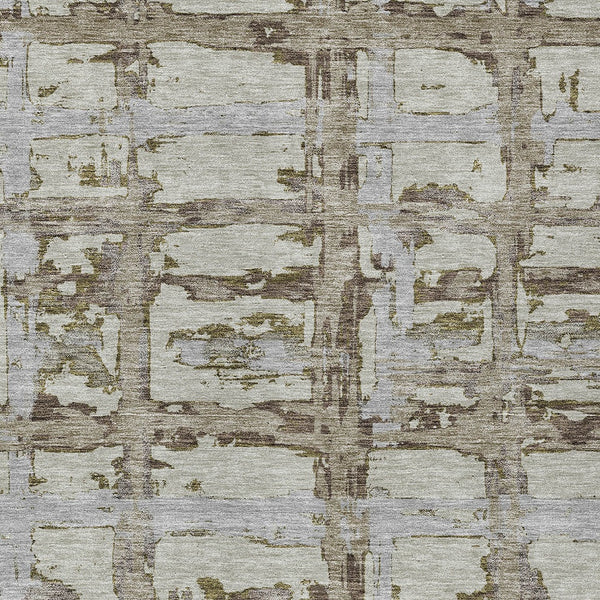 Homeroots 3' Stylish Beige Brown Taupe Striped Washable Area Rug For Indoor And Outdoor Comfort And Charm 8' X 10' Polyester 584533