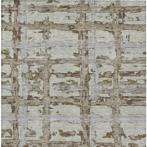 Homeroots 3' Stylish Beige Brown Taupe Striped Washable Area Rug For Indoor And Outdoor Comfort And Charm 10' X 14' Polyester 584535