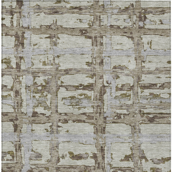 Homeroots 3' Stylish Beige Brown Taupe Striped Washable Area Rug For Indoor And Outdoor Comfort And Charm 10' X 14' Polyester 584535