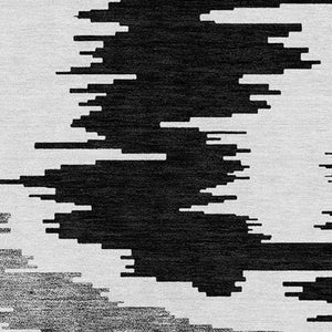 Homeroots 3'' Black Gray Silver Abstract Washable Area Rug For Indoor Outdoor Spaces, Stain Resistant Design 8' X 10' Polyester 584539