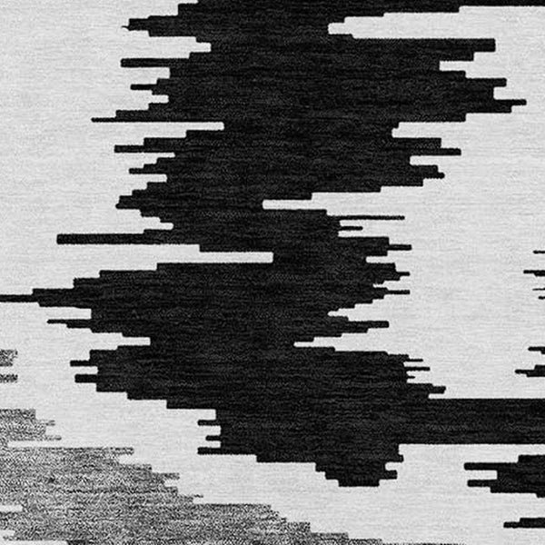 Homeroots 3'' Black Gray Silver Abstract Washable Area Rug For Indoor Outdoor Spaces, Stain Resistant Design 8' X 10' Polyester 584539