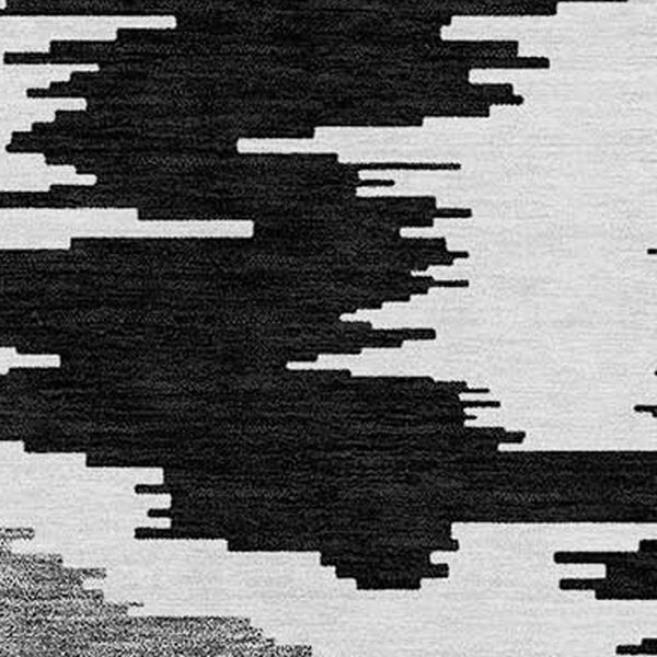 Homeroots 3'' Black Gray Silver Abstract Washable Area Rug For Indoor Outdoor Spaces, Stain Resistant Design 8' X 10' Polyester 584539