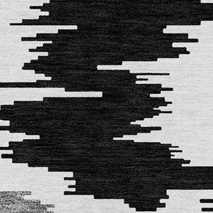 Homeroots 3'' Black Gray Silver Abstract Washable Area Rug For Indoor Outdoor Spaces, Stain Resistant Design 9' X 12' Polyester 584540