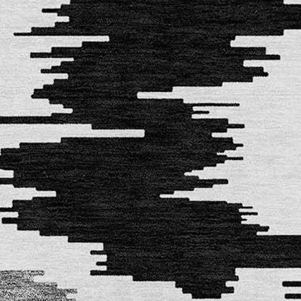 Homeroots 3'' Black Gray Silver Abstract Washable Area Rug For Indoor Outdoor Spaces, Stain Resistant Design 9' X 12' Polyester 584540