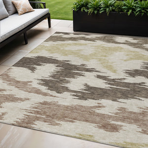 Homeroots 3'' Black Gray Silver Abstract Washable Area Rug For Indoor Outdoor Spaces, Stain Resistant Design 5' X 8' Polyester 584543