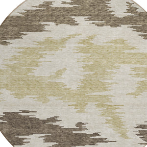 Homeroots 3'' Black Gray Silver Abstract Washable Area Rug For Indoor Outdoor Spaces, Stain Resistant Design 8' Round Polyester 584544