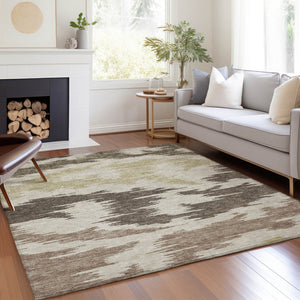 Homeroots 3'' Black Gray Silver Abstract Washable Area Rug For Indoor Outdoor Spaces, Stain Resistant Design 8' X 10' Polyester 584545